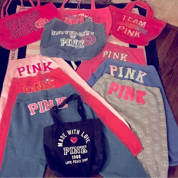 Outfit Pink Victoria Secret Apparel Clothes Pink Tracksuit Bottoms